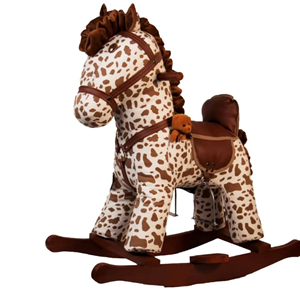 راکر اسب کودک چوبی خال خالی قهوه ای -اسباب بازی